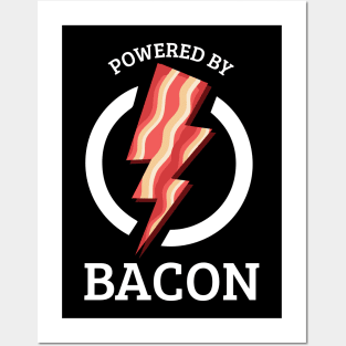 Powered by Bacon T Shirt Funny Food Love Apparel Sarcastic Saying Gift Posters and Art